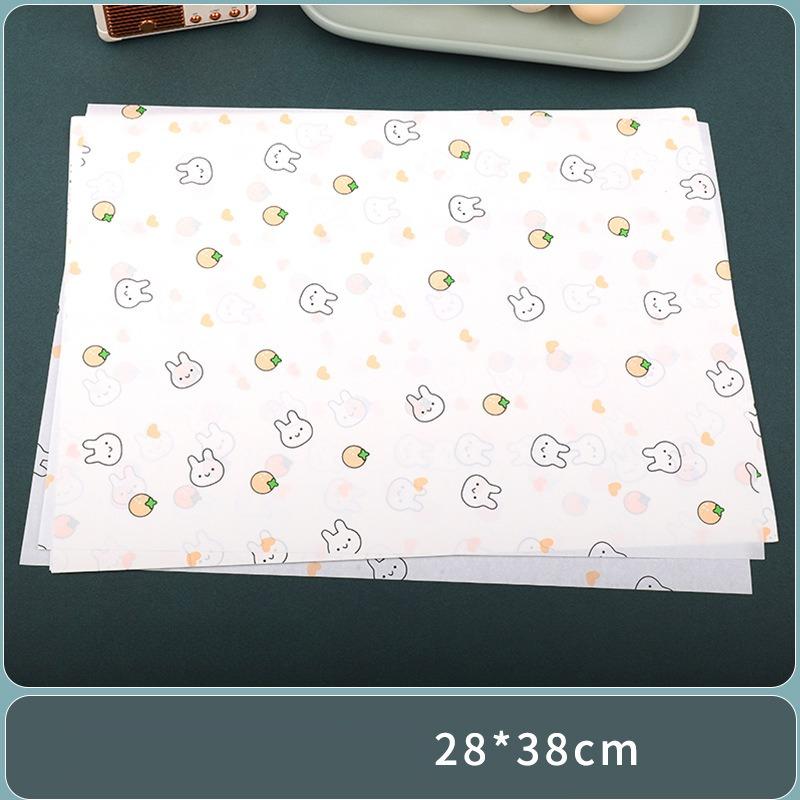 28x38cm Multifunktionale Haushaltsablage Spezielles Papier Kommerzielles Ölbeständiges Pad Papier Cartoon Muster Sandwichverpackung Burger Brot Backblech Papier