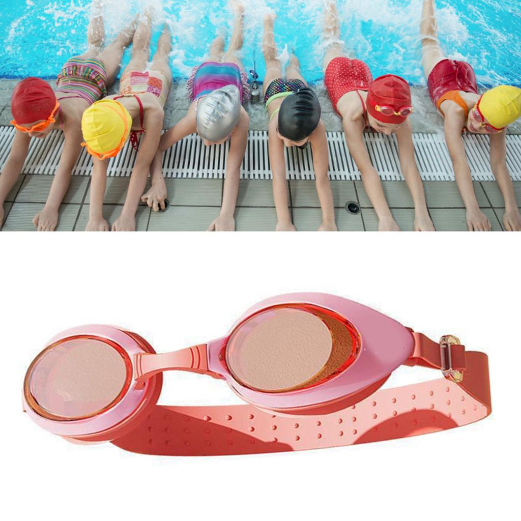 Children Swimming Goggle HD Waterproof Anti Fog Toddler Swimming Eyewear for Diving with Storage Box Pink