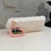 Kawaii Sweet Fluffy Soft Plush Toy Phone Case for SamSung Galaxy S26 Ultra S25 S23 A57 A56 Heart Charm Pom Pom Pendant Cover