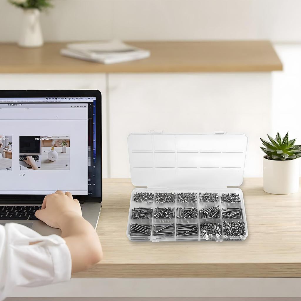 Zmbroll M2 Hex Socket Head Cap 304 Stainless Steel Machine Metric Hex and Wrench Key Included Screws, 945pcs, Screws,