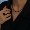 925 Sterling Silver Rings For Women Geometric Fine Jewelry Finger Adjustable Black White Stone Ring For Party Birthday Gift
