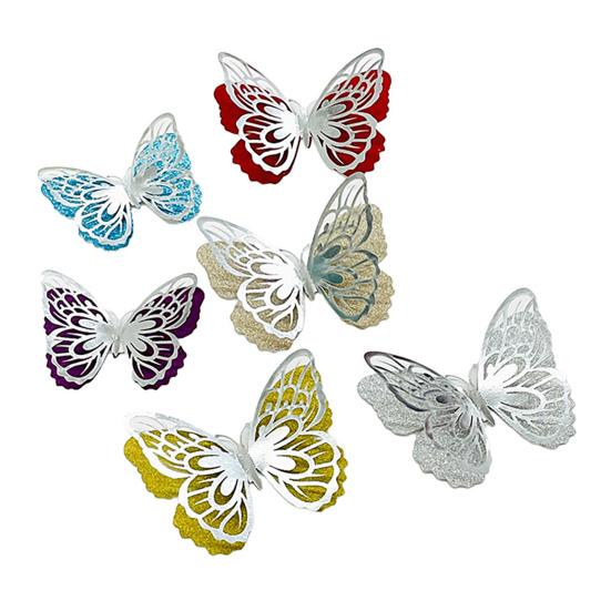 

6 Pcs 3D Butterfly Wall Decor Double Layer Wings Butterfly Decorations Removable Glitter Metallic Hollow Room Mural Art for Bedroom Living Room
