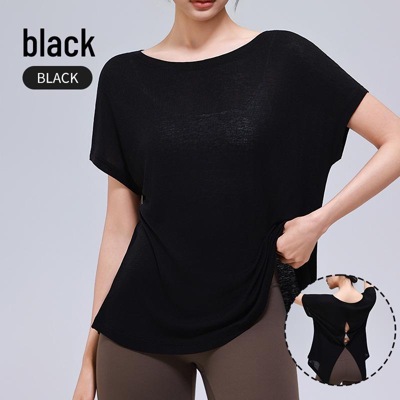 

Merino Wool Tencel Yoga Cover-up: Breathable Quick-dry Short Sleeve Fitness Wear for Women S/M