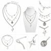 Silver Clavicle Chain Rhinestone Choker Necklace New Star Pendant Necklace  Women
