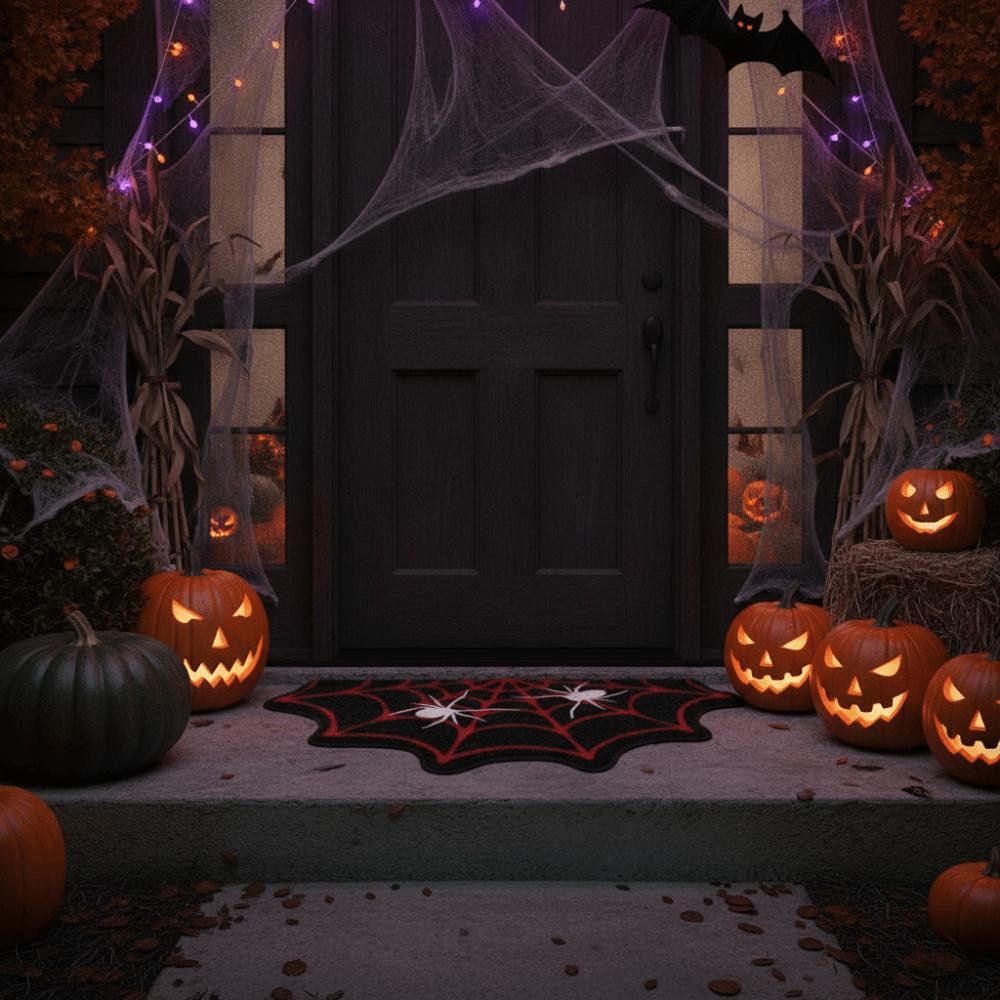 Non-slip Halloween Unwelcome Bat Doormat Faux Cashmere Halloween Decorative Carpet Bathroom