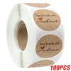 100-500Pcs Vintage Kraft Paper Stickers Scrapbook Gift Stationery Label Stickers Handmade With Love Thank You For The Stickers