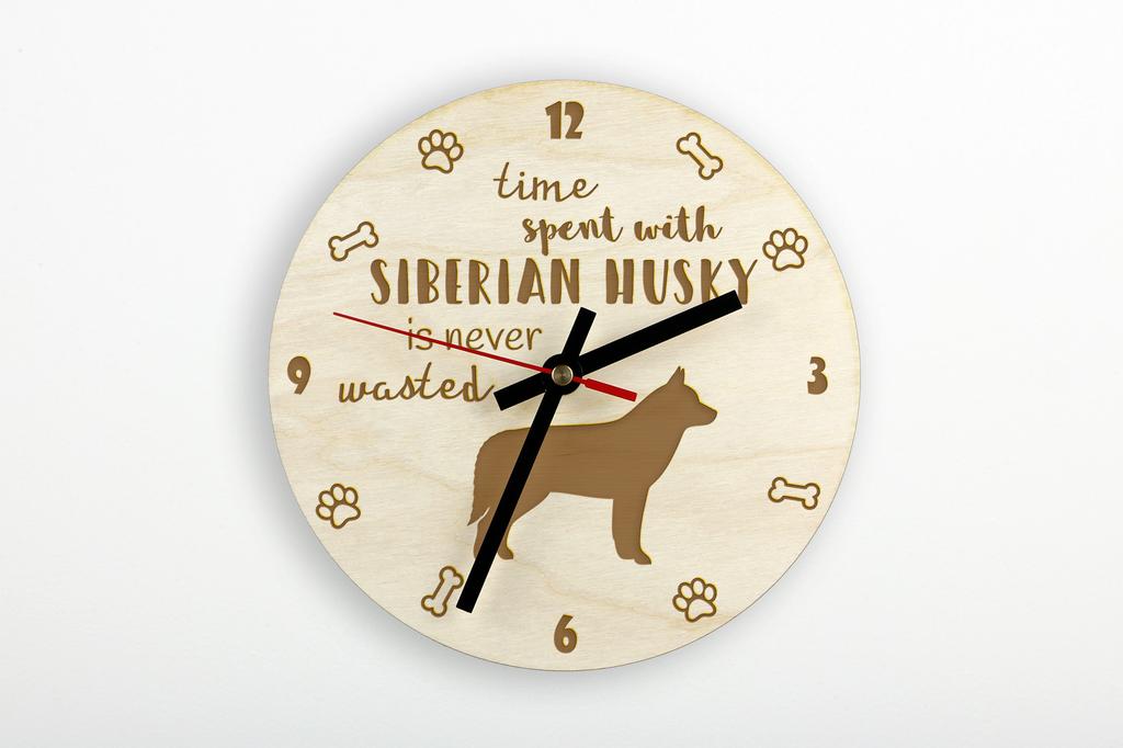 Siberian Husky, Chukcha - clock with dog, wooden clock with engraving, personalised clock by Art-Dog