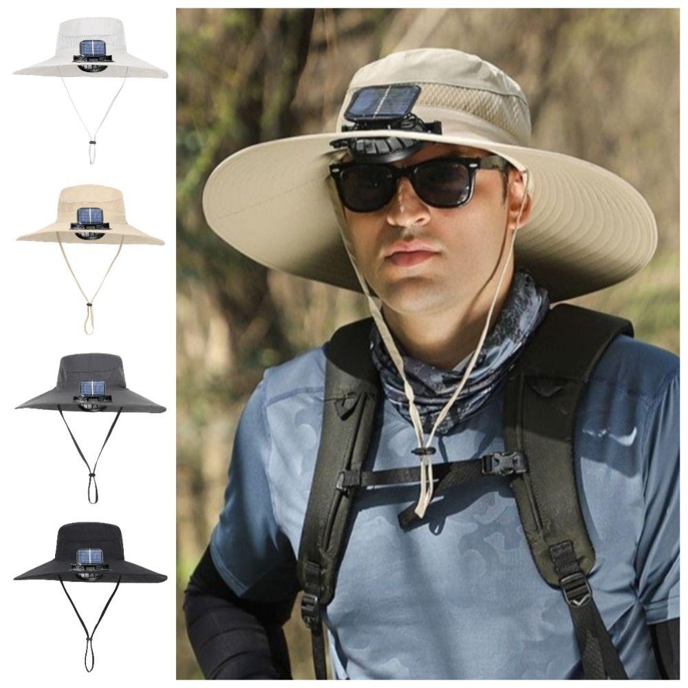 Breathable Solar Fan Hat UV Protection Fishing Bucket Hat Sun Hat with Fan  Hot Weather