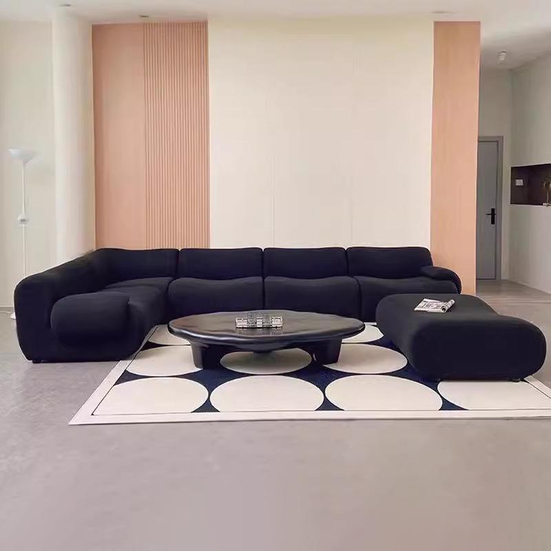 Retro Style Modular Fabric Sofa - Small Apartment Compressed Sofa with Full Sponge Cushion