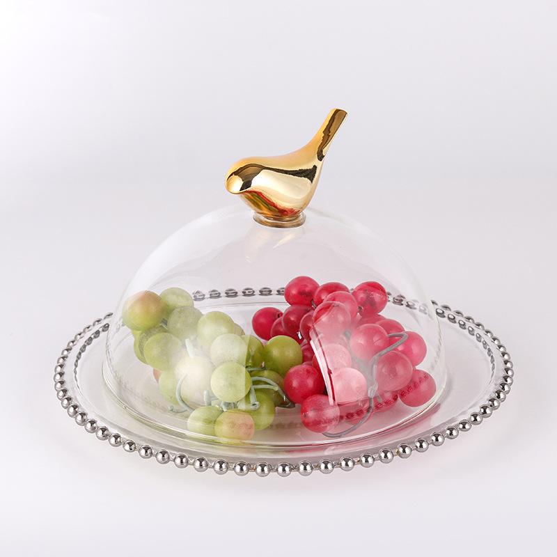 Nordic Light Luxury Bird Glass Cover Ornaments Display Decorations Model Room Hotel Desktop Fruit Plate Ornaments Dust Cover