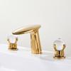 Bathroom Faucet with Waterfall Spout Polished Bathroom Faucet with Crystal Handles Waterfall Sink Tap Two-Handle Spa-Like
