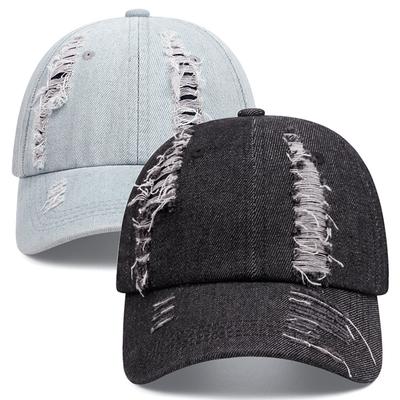 Denim Ripped Baseball Cap Outdoor Old Solid Color Washed Cap Summer Sunshade Retro Hat