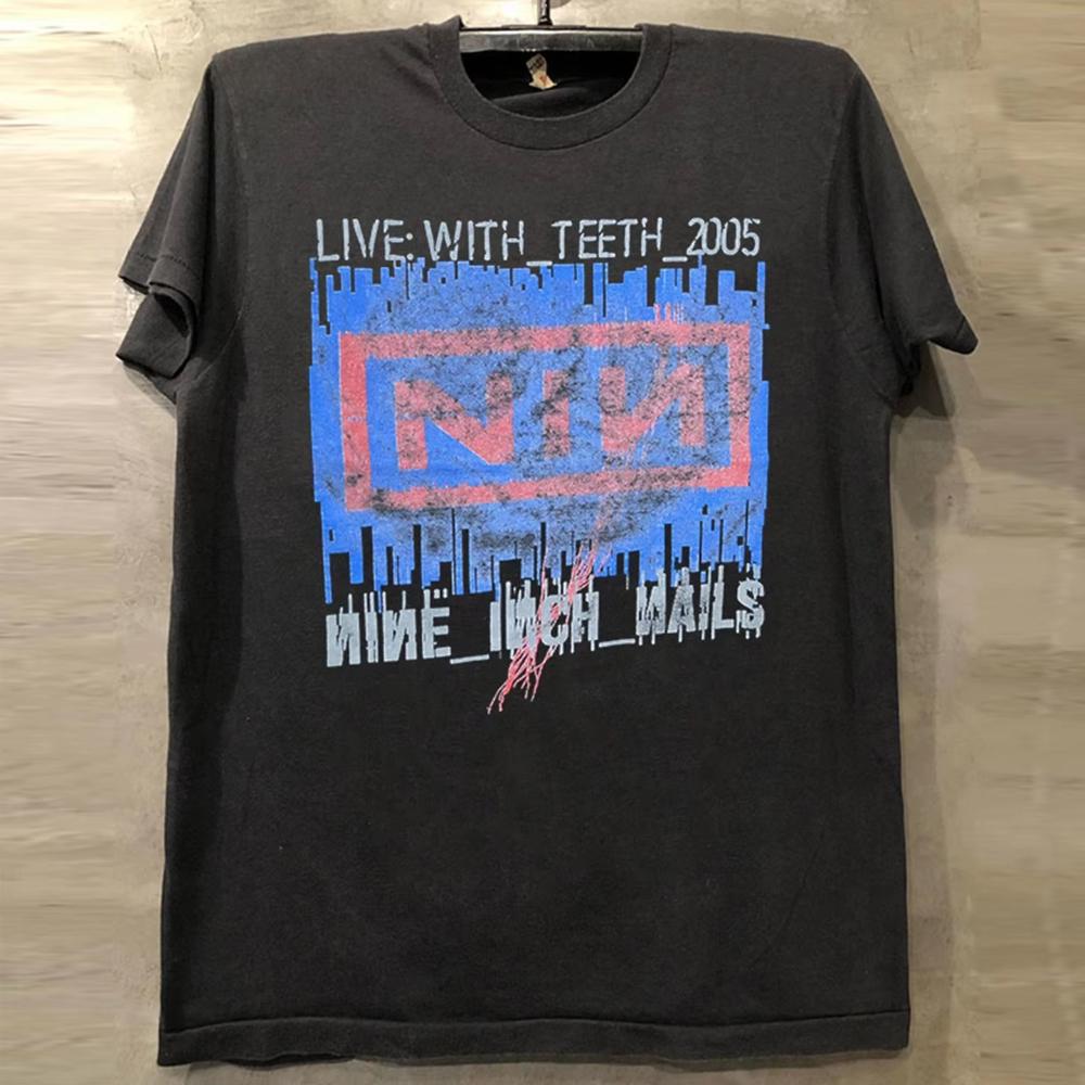 

New Hot Sale Summer Nine Inch Nails Rock Band Vintage American Men Women Oversized Short Sleeve Printed Cotton T-Shirt S