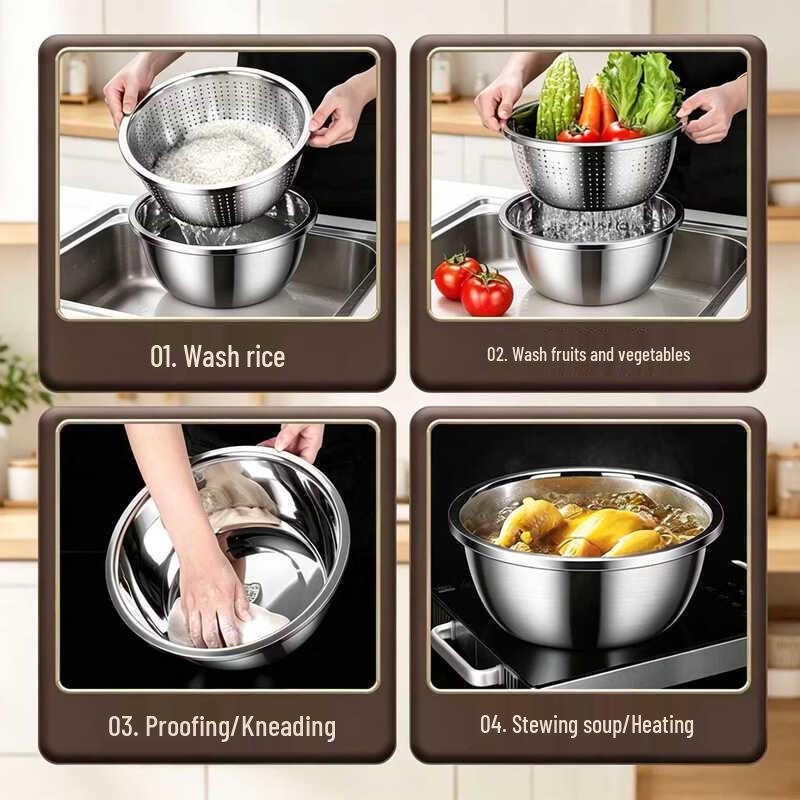 Kujucun 304 Stainless Steel Kitchen Basin and Colander