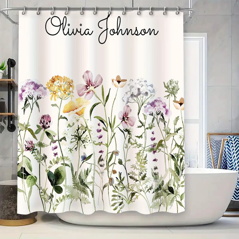 Personalized Customized Shower Curtain Personalization for Women Bath Decor Floral Print Home Decoration Gift Idea Bathroom Acce