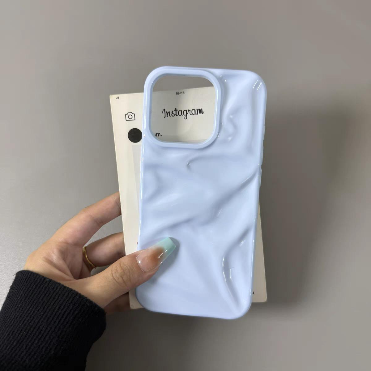

3D Folds Wrinkle Water Ripple Glossy Case For iPhone 17 Air 16 15 14 Plus 13 12 11 Pro Max Aesthetic Wave Ruffle Soft TPU Cover iPhone 15 Pro