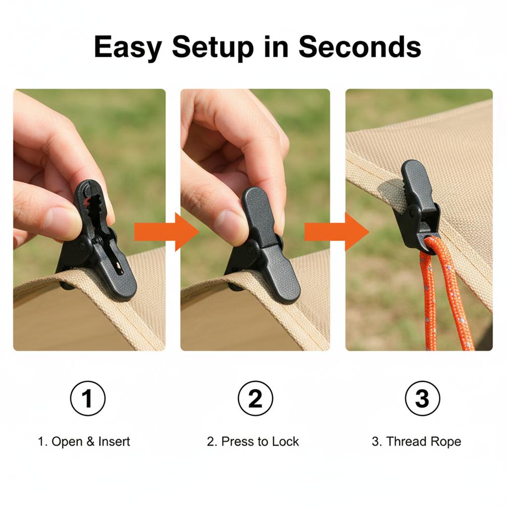 Wytrzymałe klipsy do namiotu zapobiegające wiatrowi, wytrzymałe zaciski kempingowe do mocowania plandeki i namiotu, klipsy aligatorowe do mocowania na zewnątrz, 10/20/50 szt.