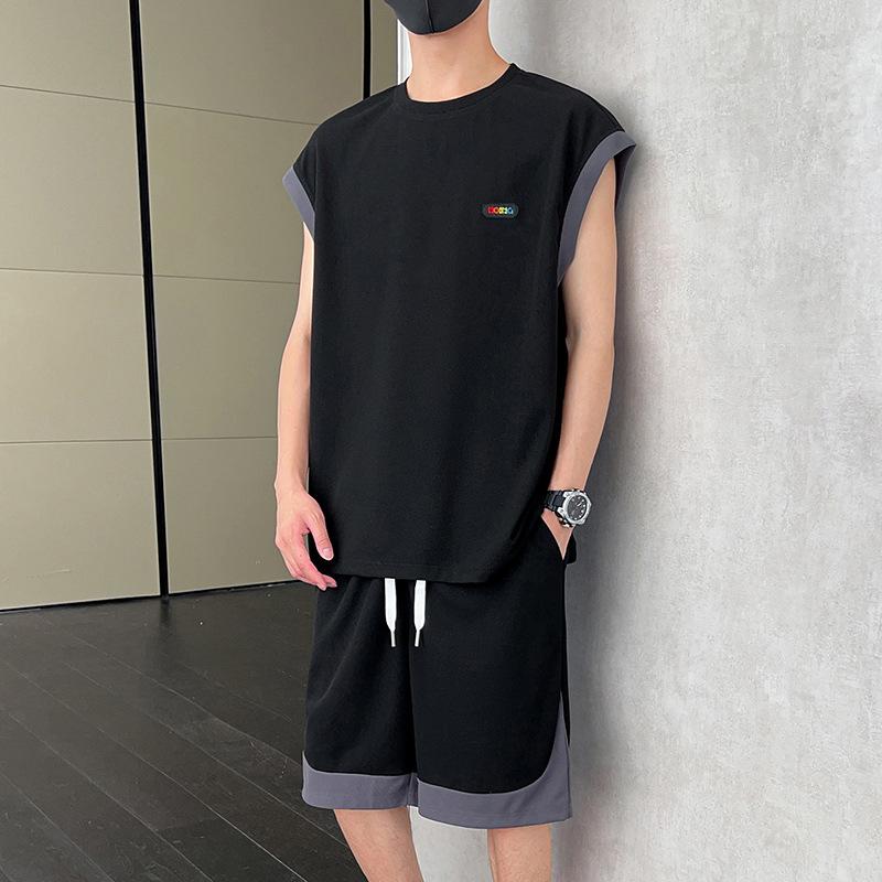 

Letter Shoulder Vest Casual Suit Men s Loose Sports Shorts Two-piece Set XXXXL