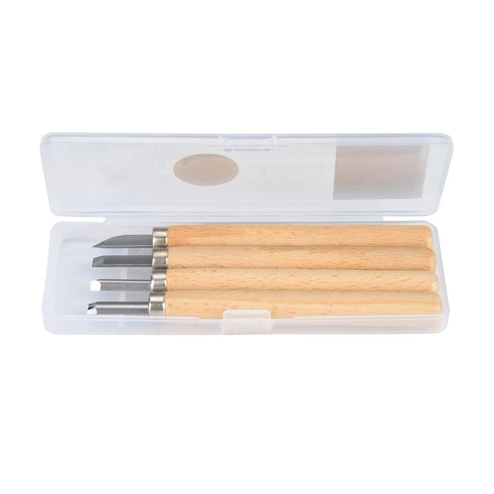 White Steel Carving Knife Four Piece Set Wood Carving Tools For Rubber Stamp(No.4 Suit)