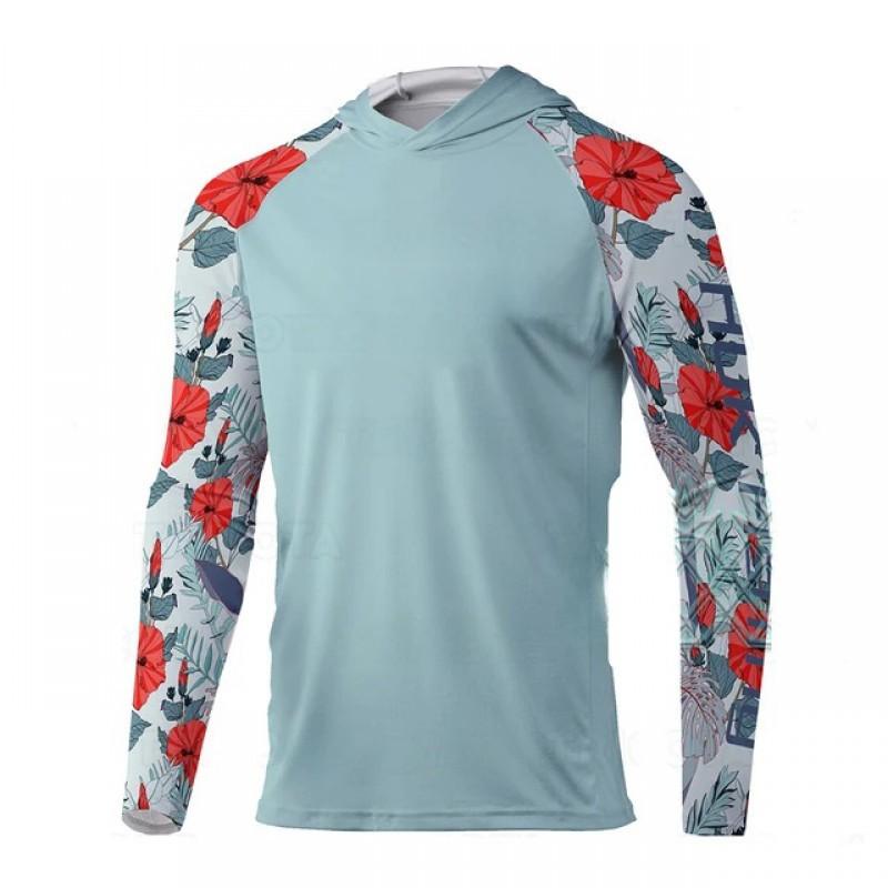UPF50 + Outdoor Sunscreen Fishing Clothes Ice Silk Light Breathable Cool Quick-drying T-shirt Hooded
