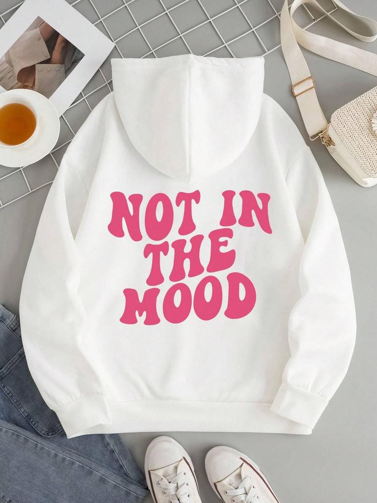 Not In The Mood Personality Letter Male Hoody Fashion S-XXL Autumn Sweatshirt High Quality Hooded Simple Casual Sportswear