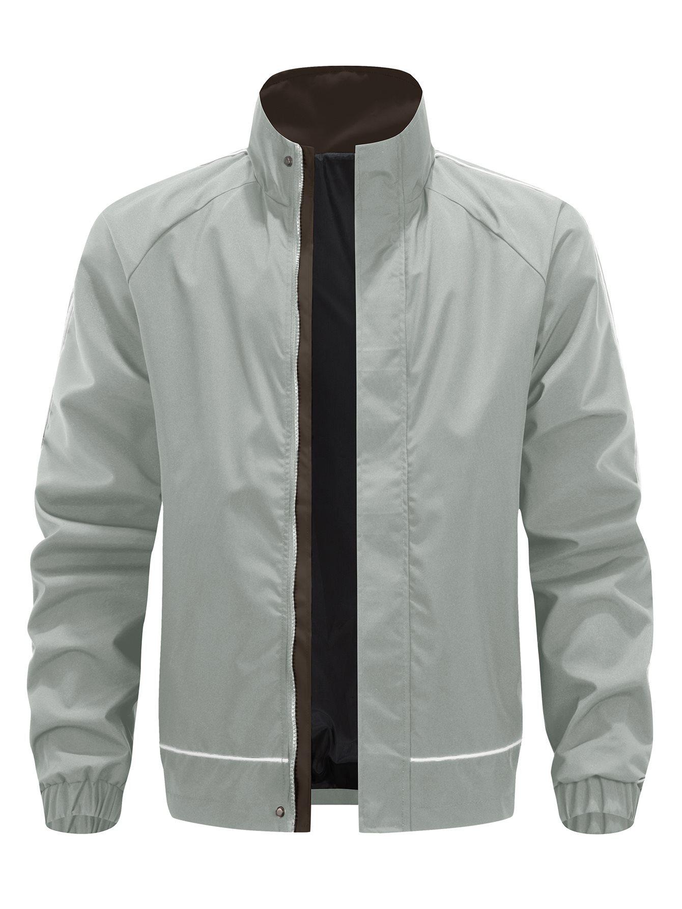 Men s Trendy Stand Collar Patchwork Jacket XS светло-серый