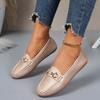 New Round Toe Shallow Opening Rhinestone Chain Flat Casual Shoes for Women in Large Size