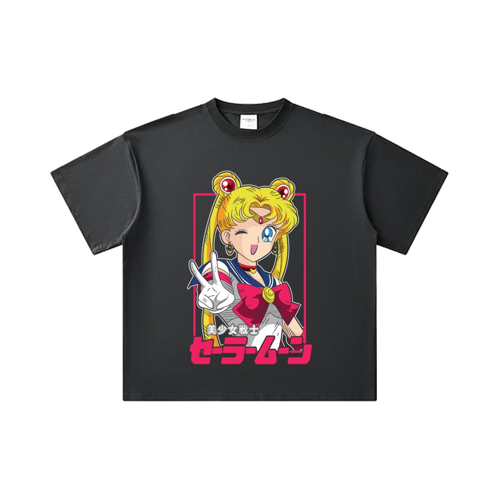 260 GSM Double Yarn 32 Count 100% Cotton Sailor Moon V9 Minako Print Unisex Heavy Cotton T Shirt