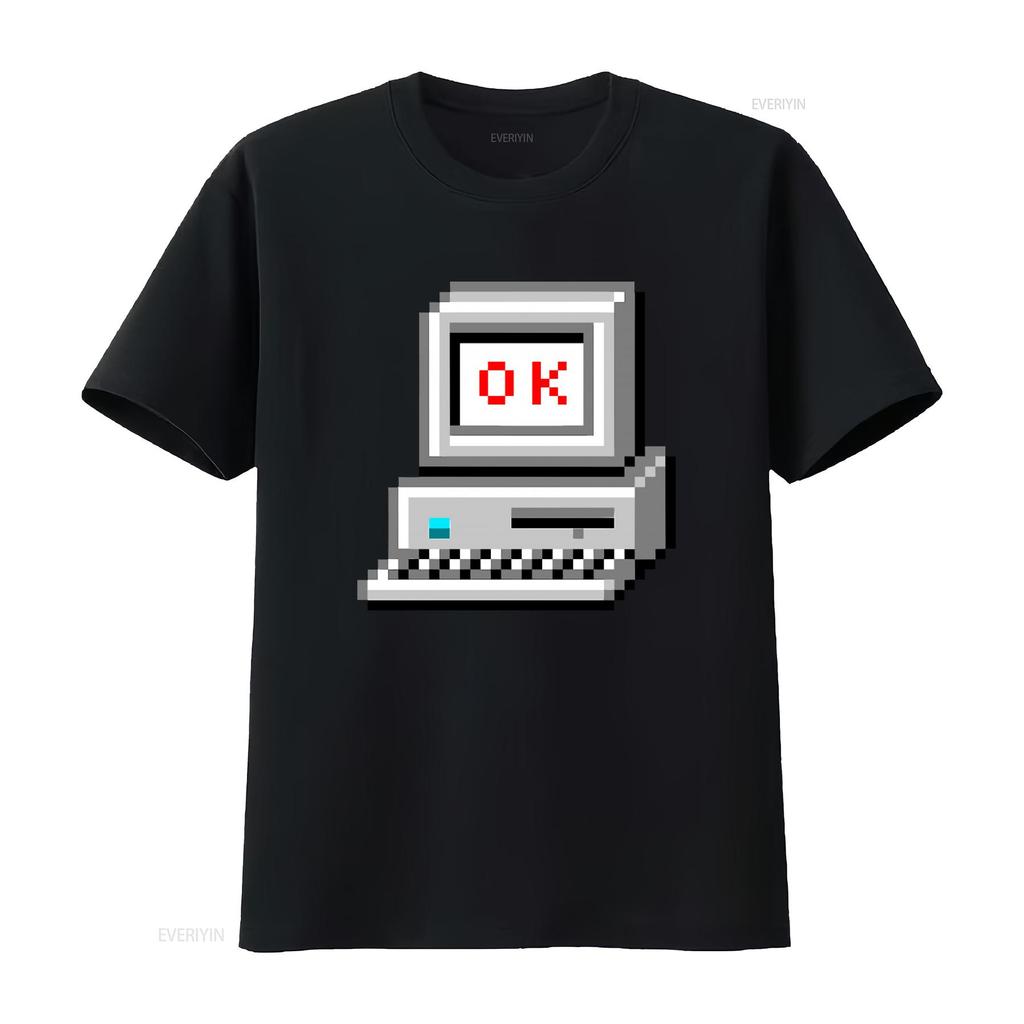 Retro Computer OK Print T Shirt Vintage Style for Radiohead Fans vintage Washed Breathable designer clothes streetwear