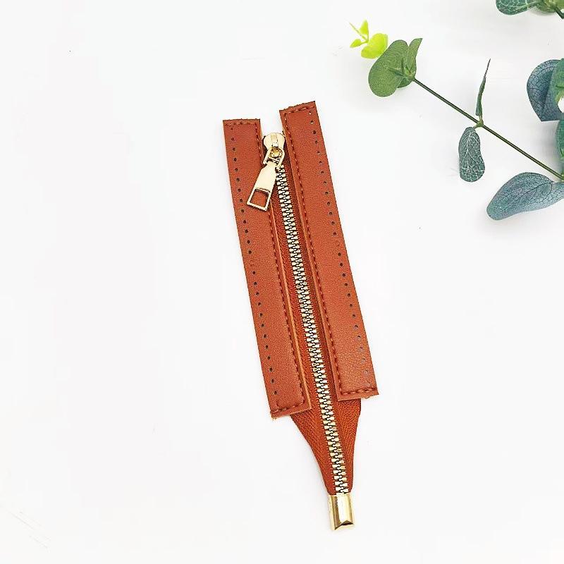 15cm Metal Zippers 5cm Wide PU Gold Close-end Wear Resistant for Handbag Shoulder Bag DIY Sewing Leather Craft Accessories