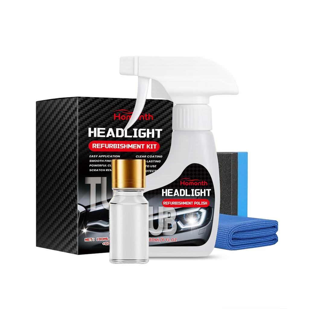 Homonth Car Headlight Care Kit, Car Light Cleaning, Renovation and Polishing, Removes Oxidation, Improves Transparency, 1 Set