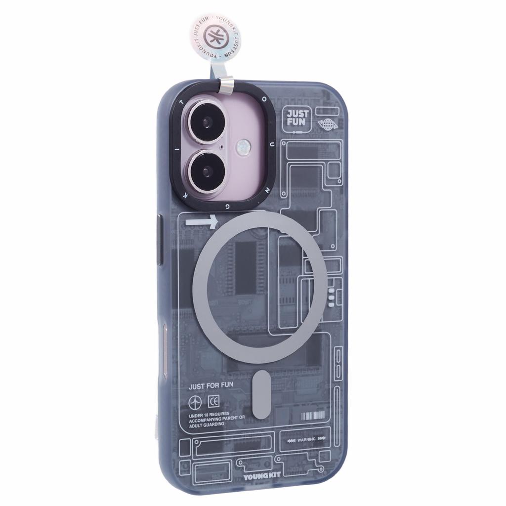 YOUNGKIT Technology Series for iPhone 16 Plus Case Compatible with MagSafe Circuit Design PC+TPU Matte Phone Cover