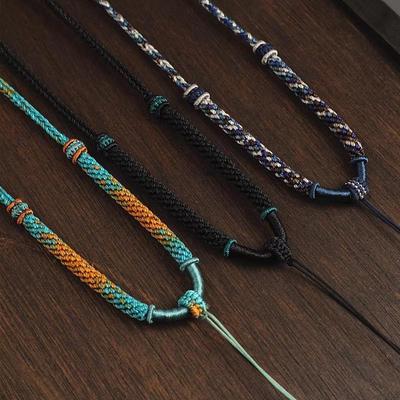Hand-Woven Eight-Strand Unisex Necklace Rope for Pendants, Jade, Beeswax, Thangka