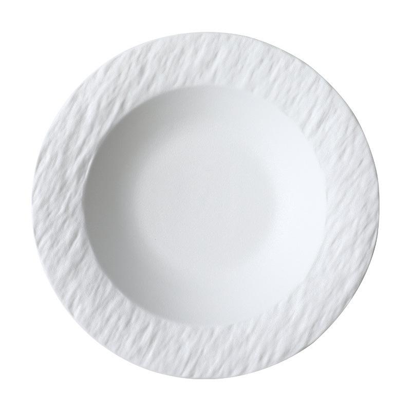 Straw Hat Plate, Pasta Plate, Western Food Vegetable Plate, Luxury White Frosted Black and White