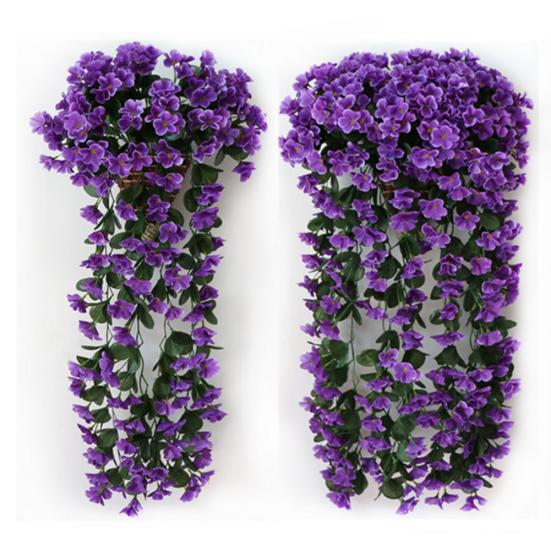 220Pcs Heads/1 Bouquet Five-Petal Artificial Violet Flower Bracketplant Hanging