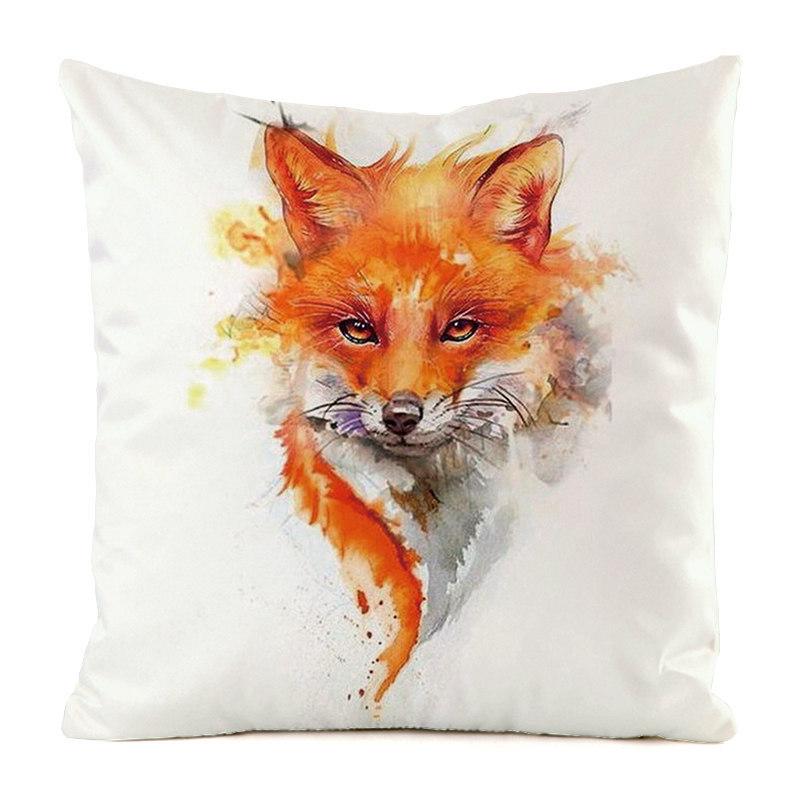 Norwegian Feng Shui Cartoon Fox Digital Printing Short Plush Pillow Covers For Car Sofa Office Cushion Cover Home Goods