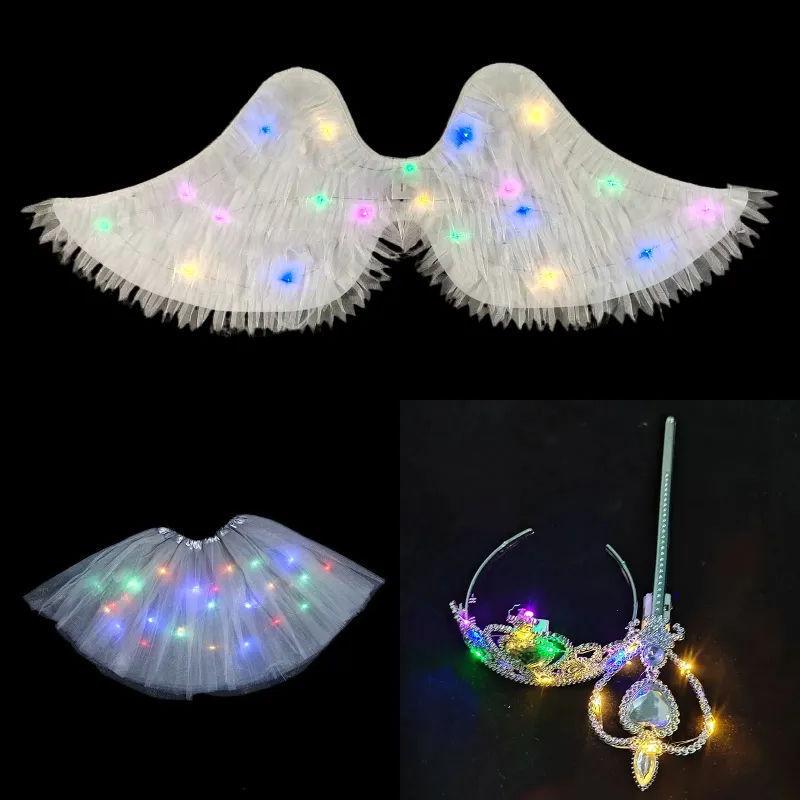 Little Girl's Angel Feather Wings Set – Christmas and New Year Costume Décor