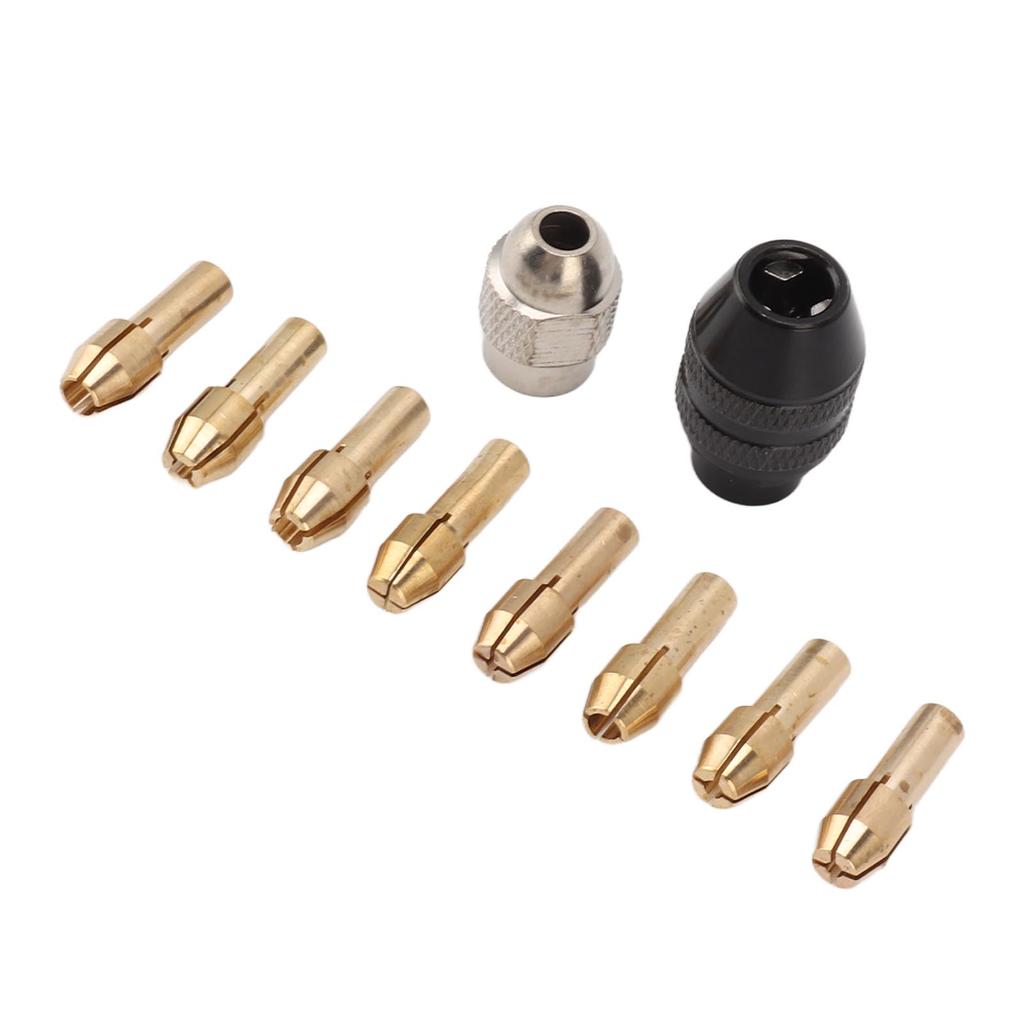 Drill Chuck Collet Set for Replacement 4485 Brass Quick Change Rotary Drill Nut Tool Set With 2 Nut 8 Brass Collet