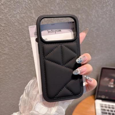 Triangle Bread Down Jacket for iPhone 16 Pro Max - Leather Drop-Proof Protective Case for Apple 17 Air Phone