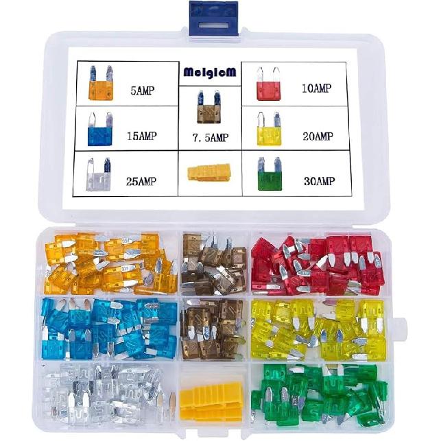140 Pcs - MCIGICM Car Mini Blade ATM Fuse Assortment, 5A 7.5A 10A 15A 20A 25A 30A Mini Fuse Mini Fuse