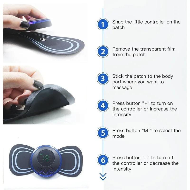 1PC LCD Display Neck Massage Electric Massager Mini Cervical Back Patch Stimulator Massager Mat Portable Gel Pad Stickers Slim
