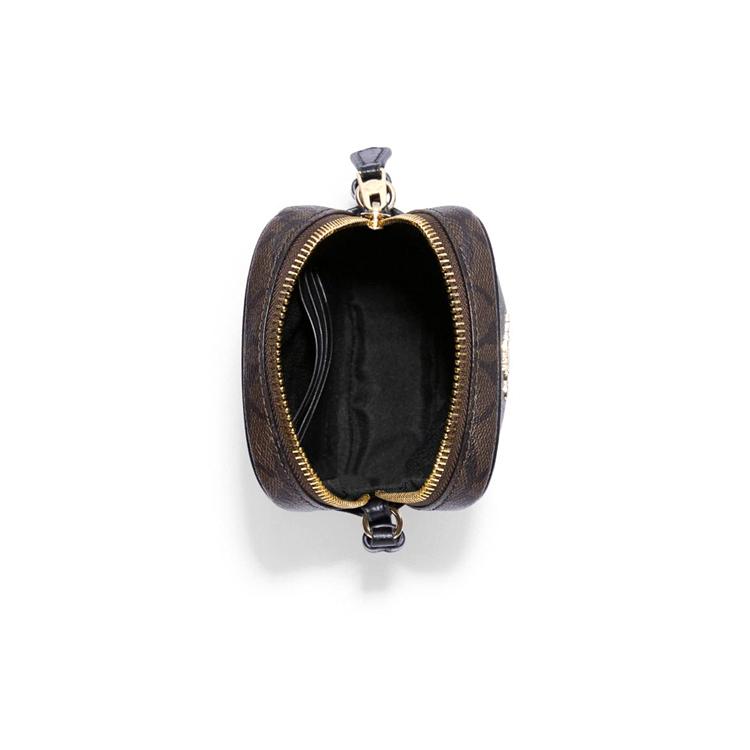 New COACH N/S Canvas With Leather Camera Bag Shoulder Bag Crossbody Bag Regular Women's Dark Brown C3307-IMAA8