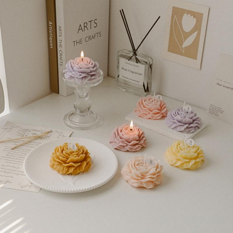 Premium Quality Fragrant Realistic Peony Flower Candle Aesthetic Scented Candles for Romantic Dinner Table