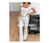 European and American Sporty U-neck Short-sleeved Top & Long Pants Set - Summer 2026 Collection