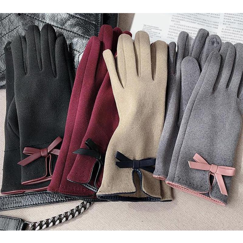 Women's Gloves Winter Warm Thickened Velvet Windproof Gloves Autumn Driving Cold Proof And Warm Touch Screen Split Finger