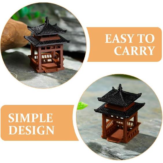 HANABASS Mini Pagoda Statue Fairy Accessories Garden Miniature Hexagon Pavilion Figurine for Flower Vase Micro Landscape Asian Zen Garden Aquarium