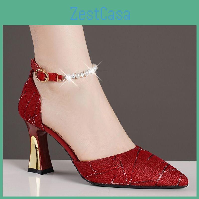 Pumps Pointed Beads 5cm Tip Womens High Heels Heeled Sandals Woman Luxury Womens Shoes Woman Trend Mary Jane Shoes Heel