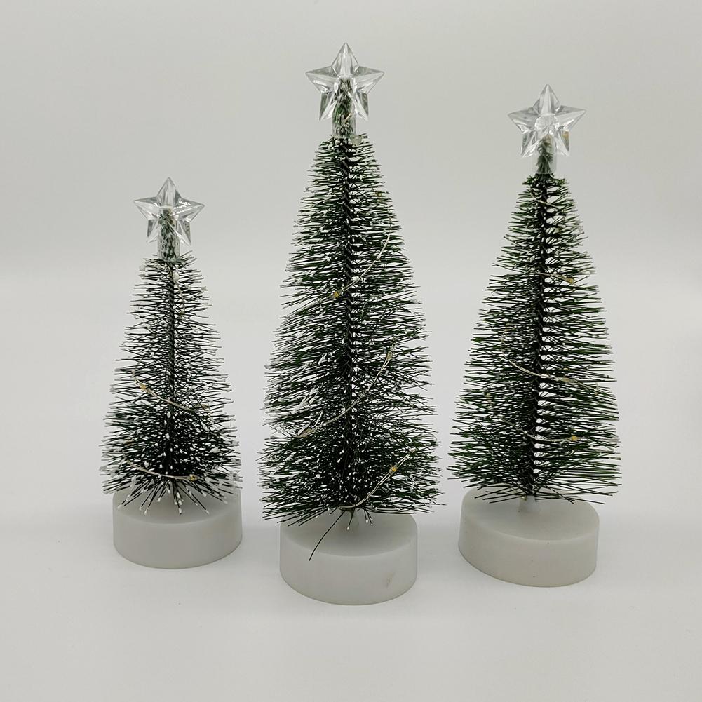 3pcs Led Mini Christmas Tree Desktop Decoration Ornaments Photography Props With Colorful Lights For Home