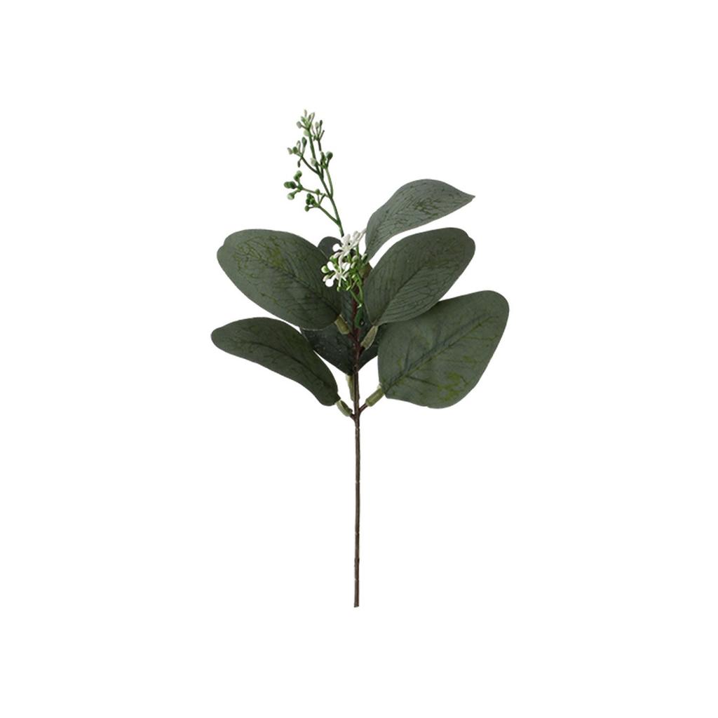 Artificial Eucalyptus Stems with White Flowers, Fake Greenery Branches for Home Wedding Floral Arrangement Decor