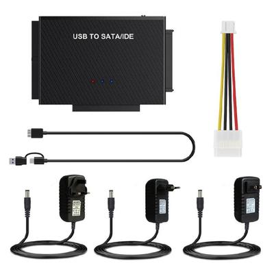 Adaptateur de Disque Dur USB 3.0 IDE SATA Disque Dur 2.5 3.5'' SSD HDD vers Convertisseur USB avec Prise d'Alimentation à Interrupteur